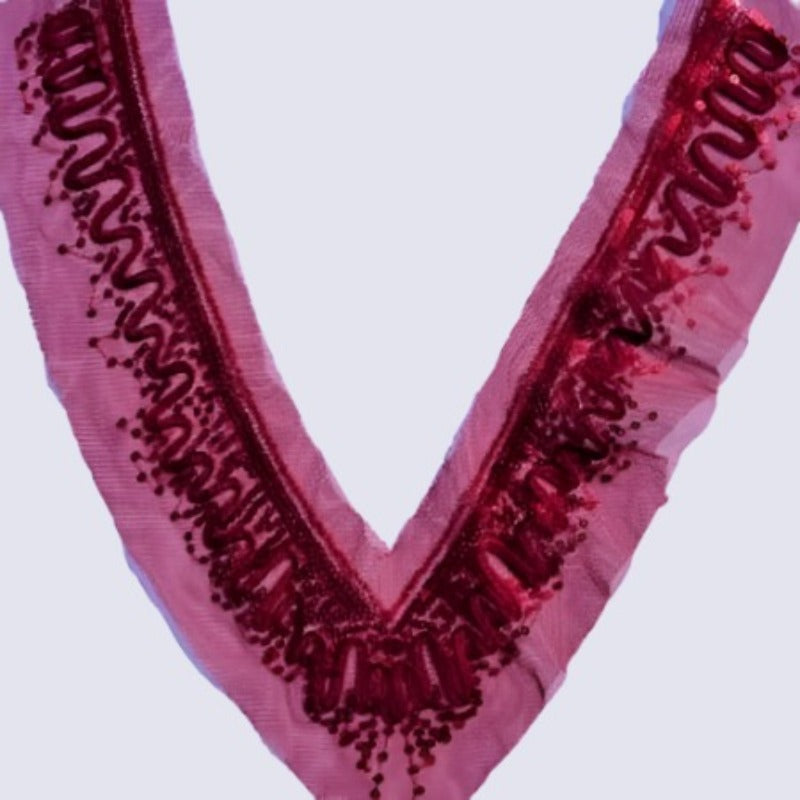 5 Red Sequin Motif On Fine Net 30cm x 25cm Clearance