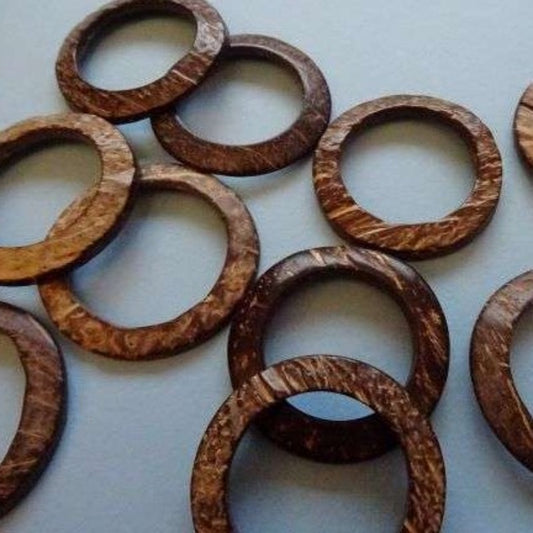 10 brown coco nut type rings size 50mm [ hole 35mm ] natural shades may vary clearance