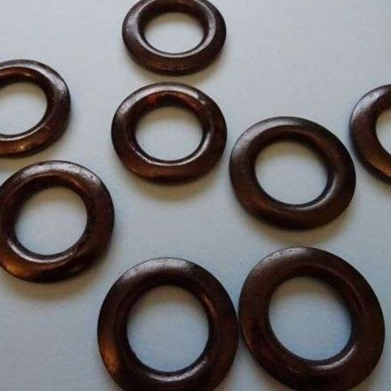 10 Dark Brown Wooden Type Flat Rings Size 55mm Clearance