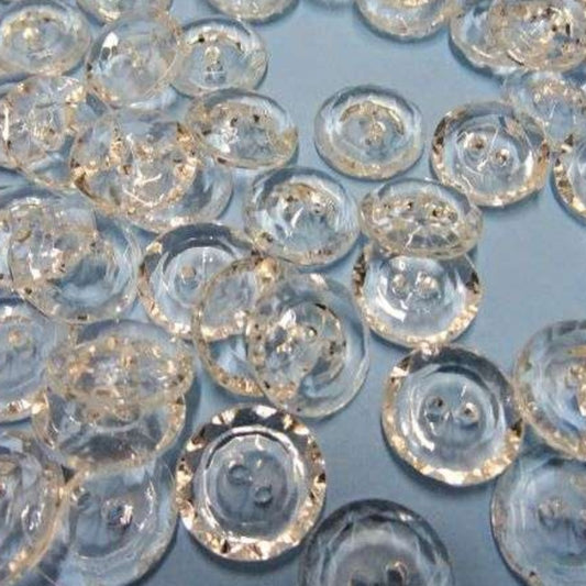 100 clear acrylic glass look two hole buttons choice of size NEW