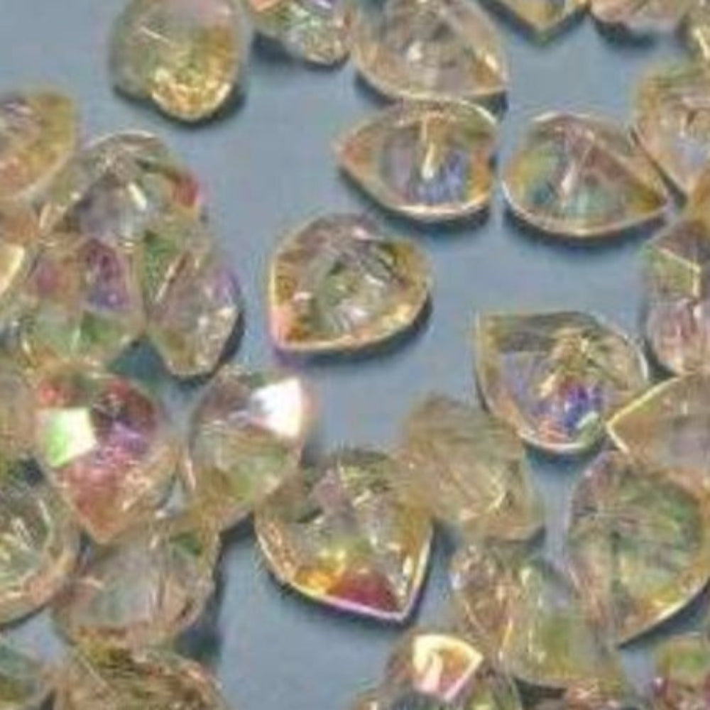 10 iridescent heart buttons size 12mm x 10mm sparkles different colours