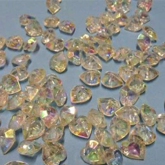 10 iridescent heart buttons size 12mm x 10mm sparkles different colours