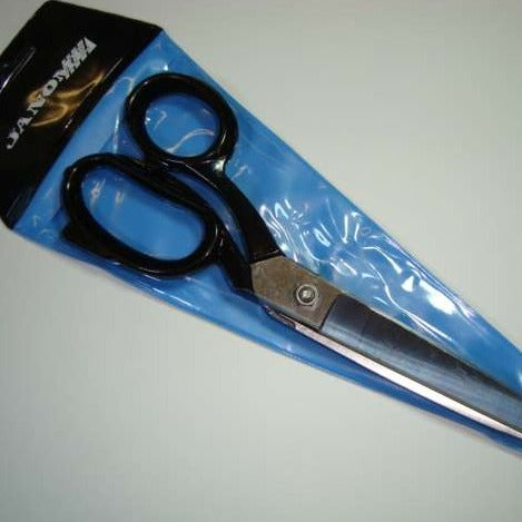 Tailors shears / scissors black metal handle Janome brand size 20cm / 8 inch