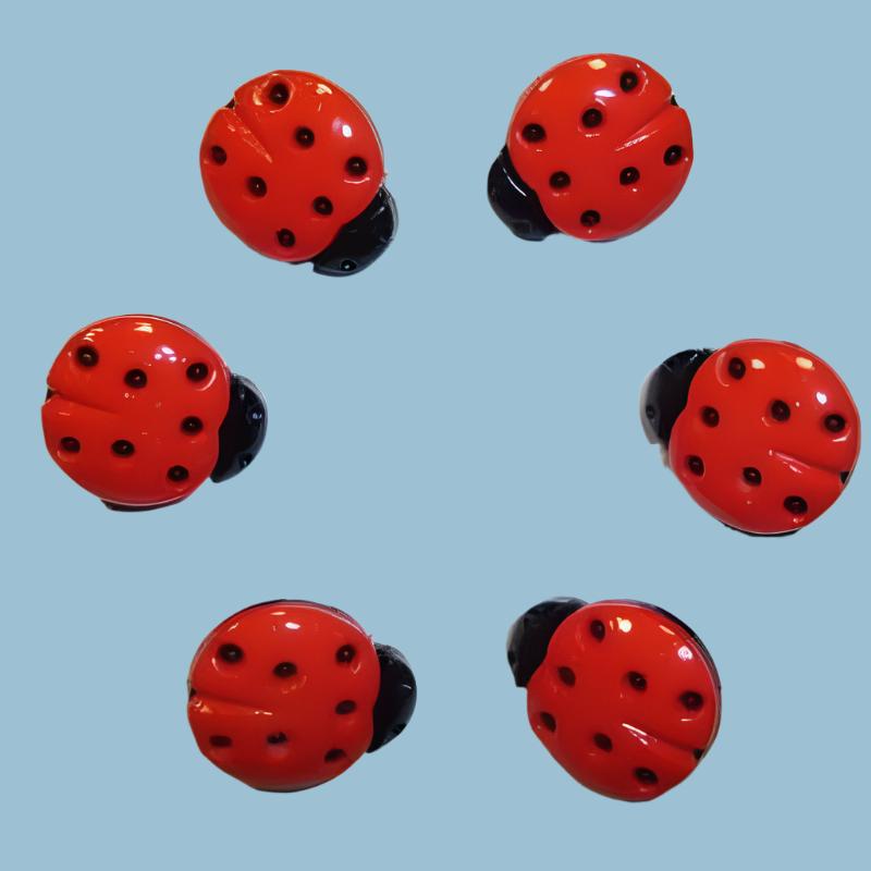 10 ladybird buttons small 24L size 13mmx15mm