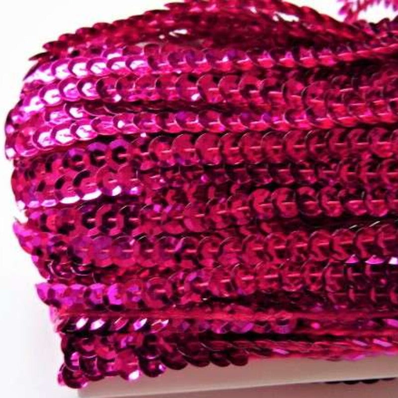 20 metre approximately of 6mm cup strung sequins Deep Cerise clearance