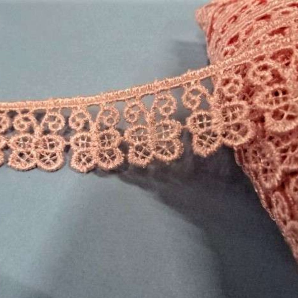 27.4 metres of LIGHT PINK Guipure lace BUTTERFLY DESIGN 20mm wide
