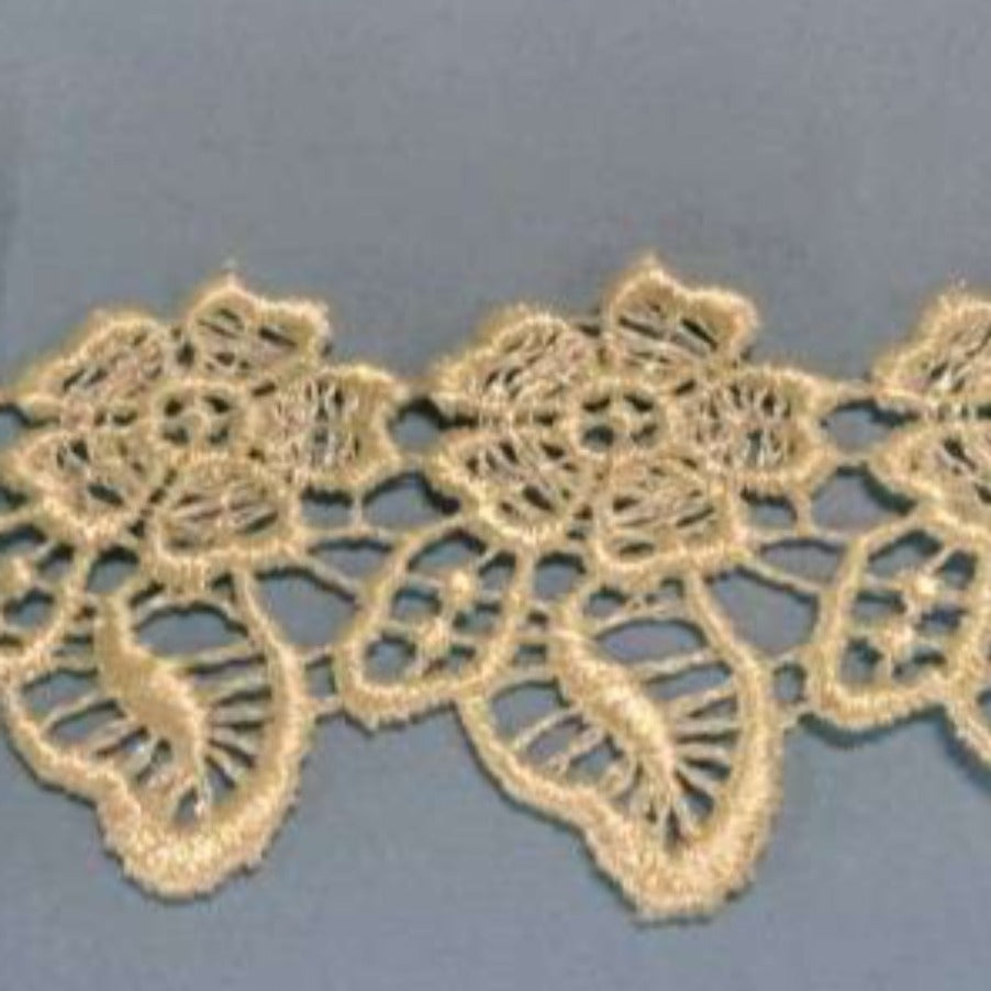 5 Metres Of Cream Colour Guipure Lace Flower And Leaves Design 40mm Wide