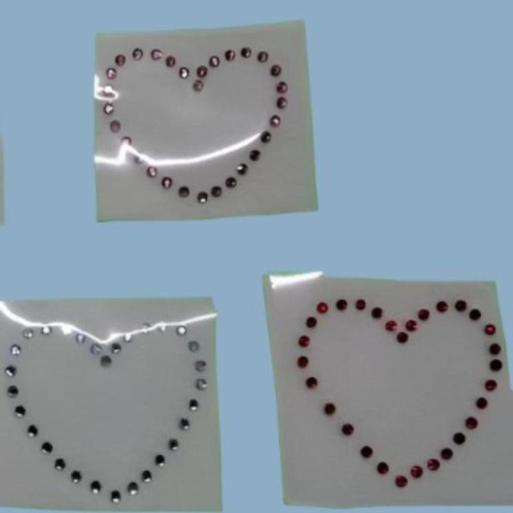 5 iron on Hot Fix HEART SHAPE iron on motifs with 5mm diamante type stones size 50mm x 45mm clearance