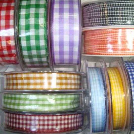20 metres of mini gingham checked ribbon 25mm wide
