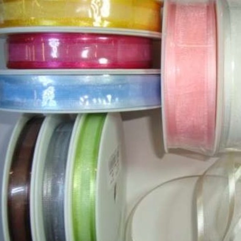 25 metres of SATIN EDGE 15mm wide chiffon type ribbon