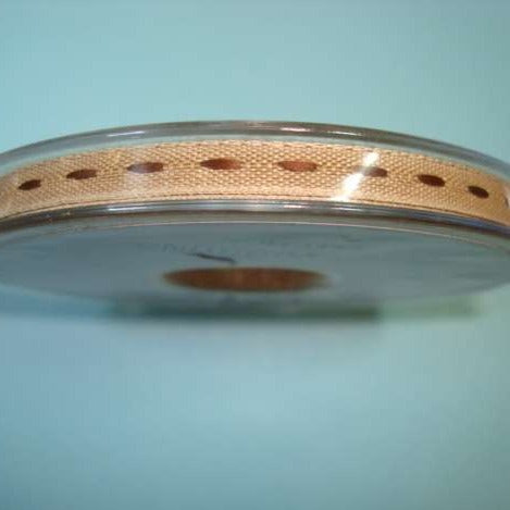 20 metres of narrow 6mm fawn ribbon DARK BROWN with stitches clearance