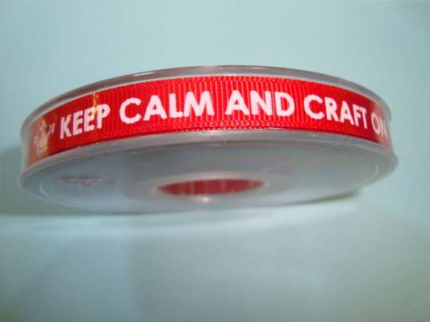 20 metres of keep calm and craft on ribbon 10mm