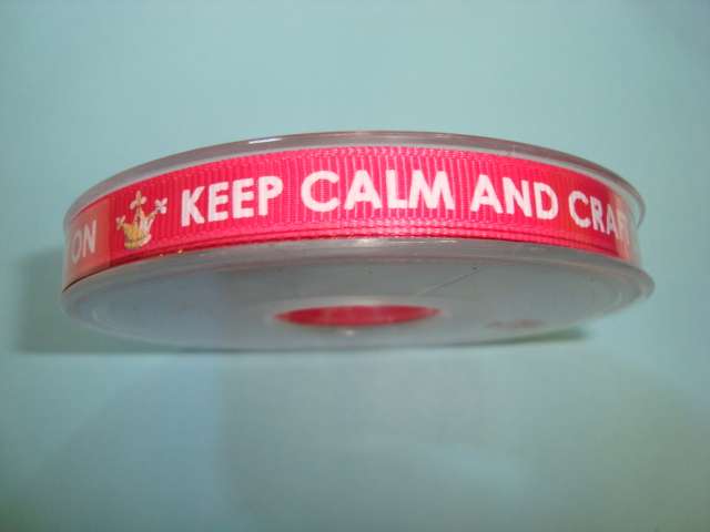 20 metres of keep calm and craft on ribbon 10mm