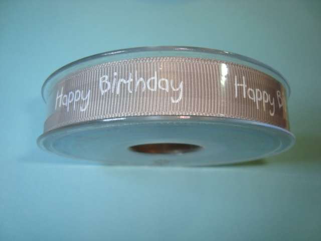 20 metres of Coloured happy birthday ribbon 15mm choice of colour