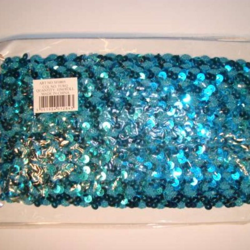 10 metre card of sequin braid 15mm wide choice of colours