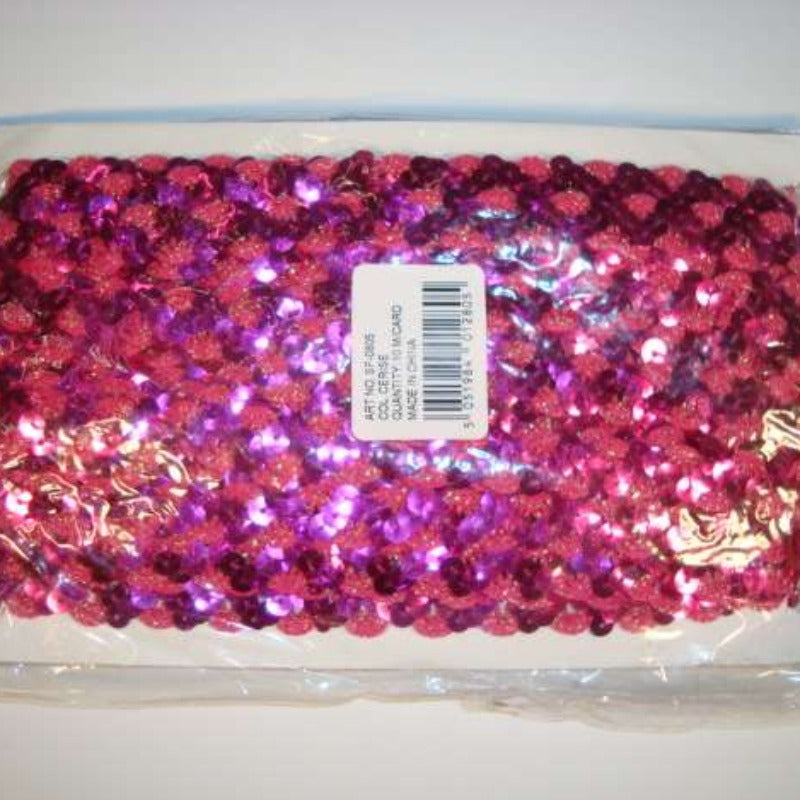 10 metre card of sequin braid 15mm wide choice of colours