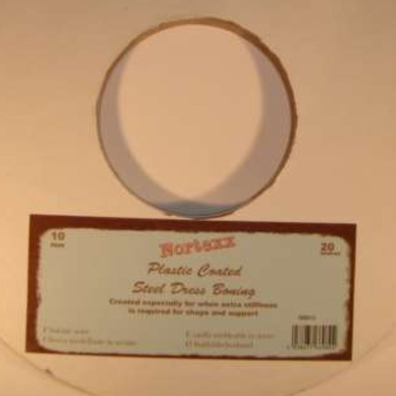 20 Metre Reel Of White Plastic Coated Steel / Metal Boning 10mm Wide