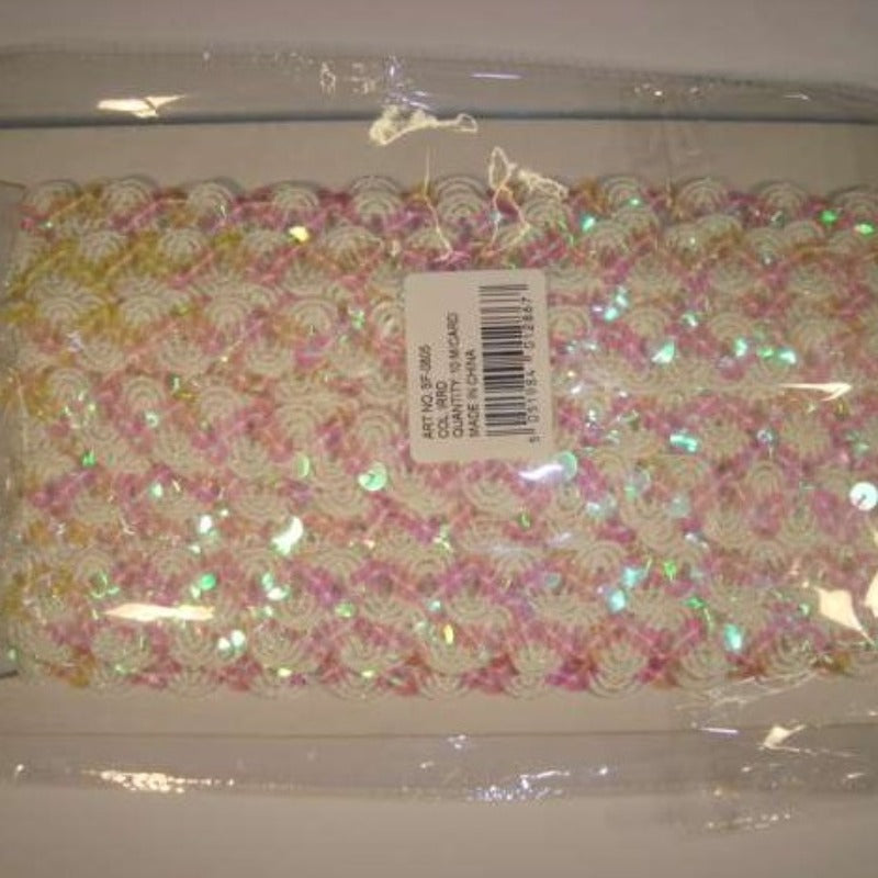 10 metre card of sequin braid 15mm wide choice of colours