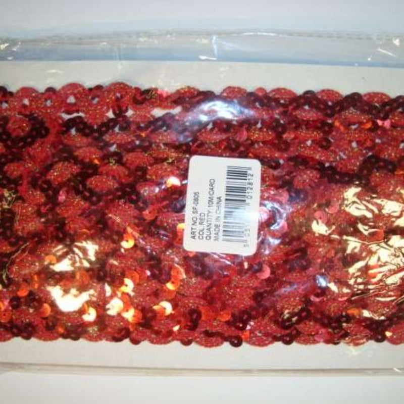 10 metre card of sequin braid 15mm wide choice of colours