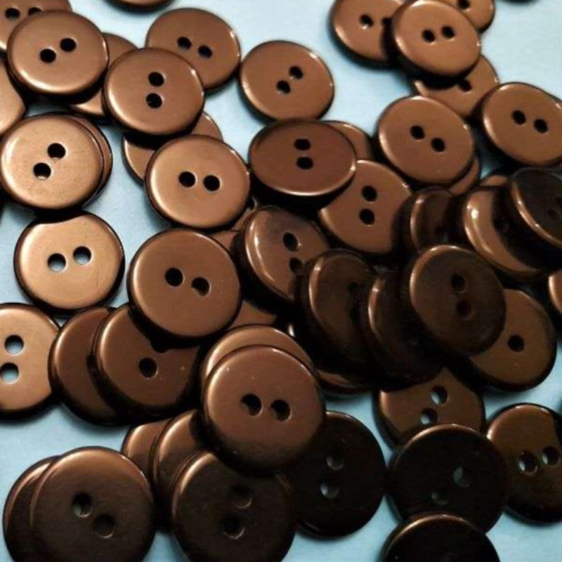 100 Black 2 Hole Buttons Size 15mm Clearance
