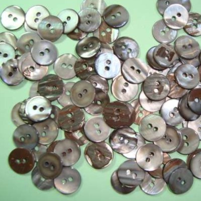 100 smoke grey mother of pearl buttons size 15mm clearance