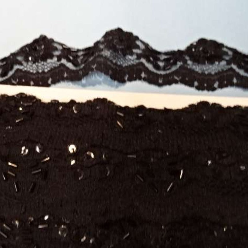 45 Metres Approximately Of Black Lace With Beads And Sequins 45mm Clearance