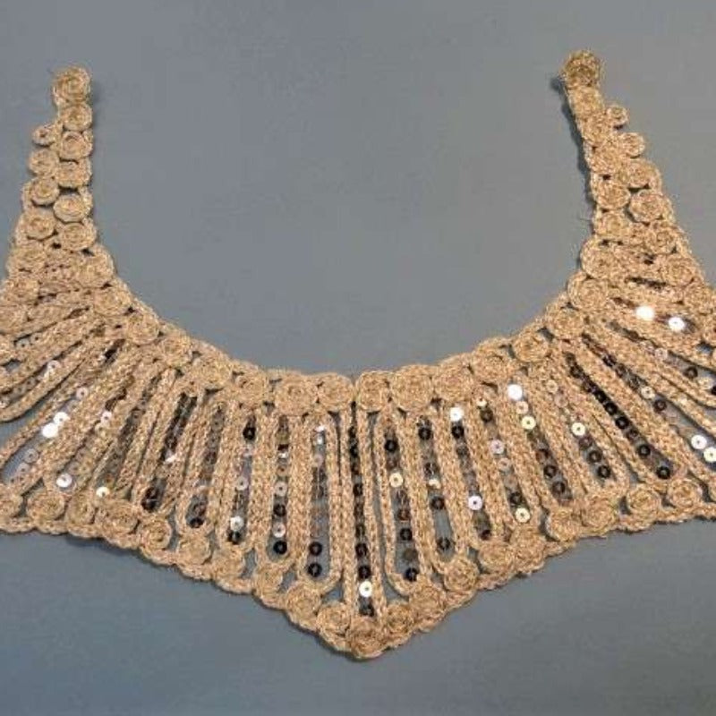 Silver Lace And Sequin Motif With 5mm Sequins Size 30cm x 19cm Clearance