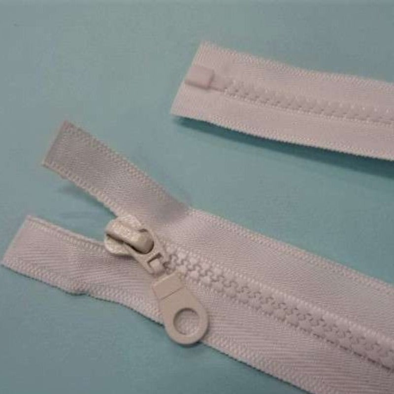 10 white plastic chunky open end zips 46cm / 18 inch clearance