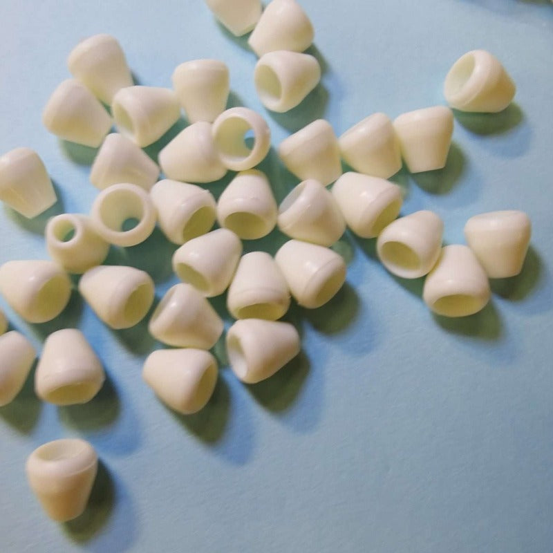 50 ivory cord ends 14mm with 4mm hole for cord clearance