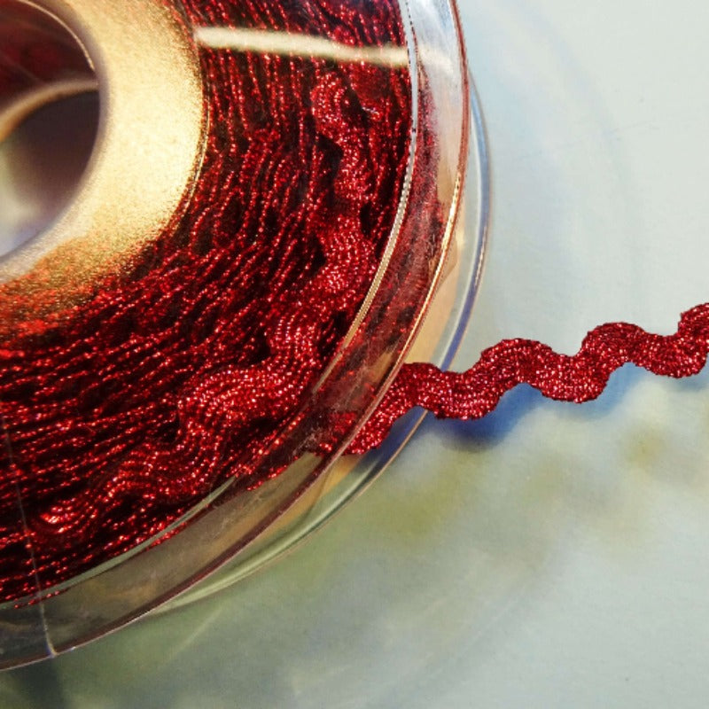 20 metre reel of Metallic Ric Rac 5mm wide medium size choice of colour