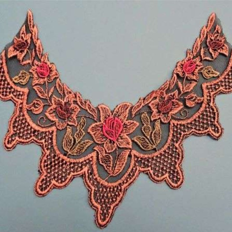 Dusty Pink embroidered motif with flower design size 28cm x 20cm clearance