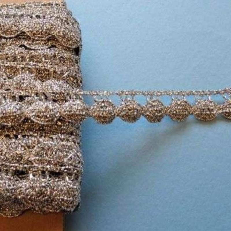 20 Metres Of Silver Metallic Lace 14mm Wide Clearance