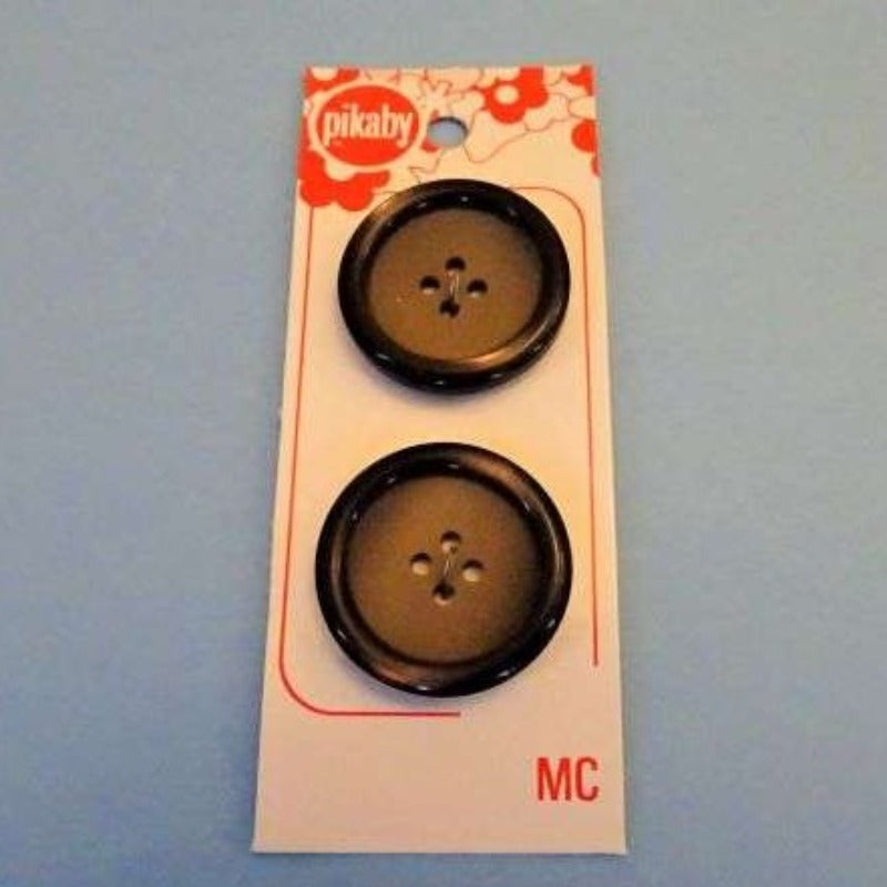 10 cards of Large Dark brown 4 hole buttons with shiny edge 2 on each card 28mm clearance Pikaby Brand Vintage
