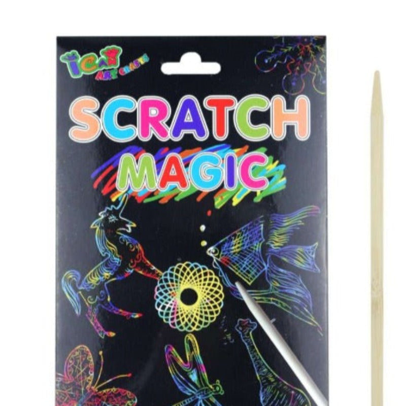3 Magic Colour Scratch Set assorted designs pack size 20cm x 12cm