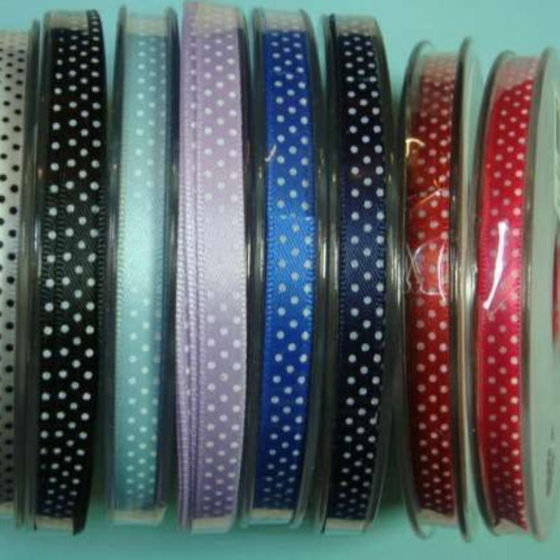 25 metres single satin mini spot ribbon 7mm wide