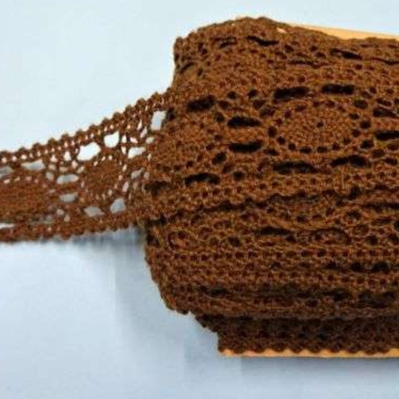 20 metres of Dark Rust Brown cotton type lace 40mm wide clearance