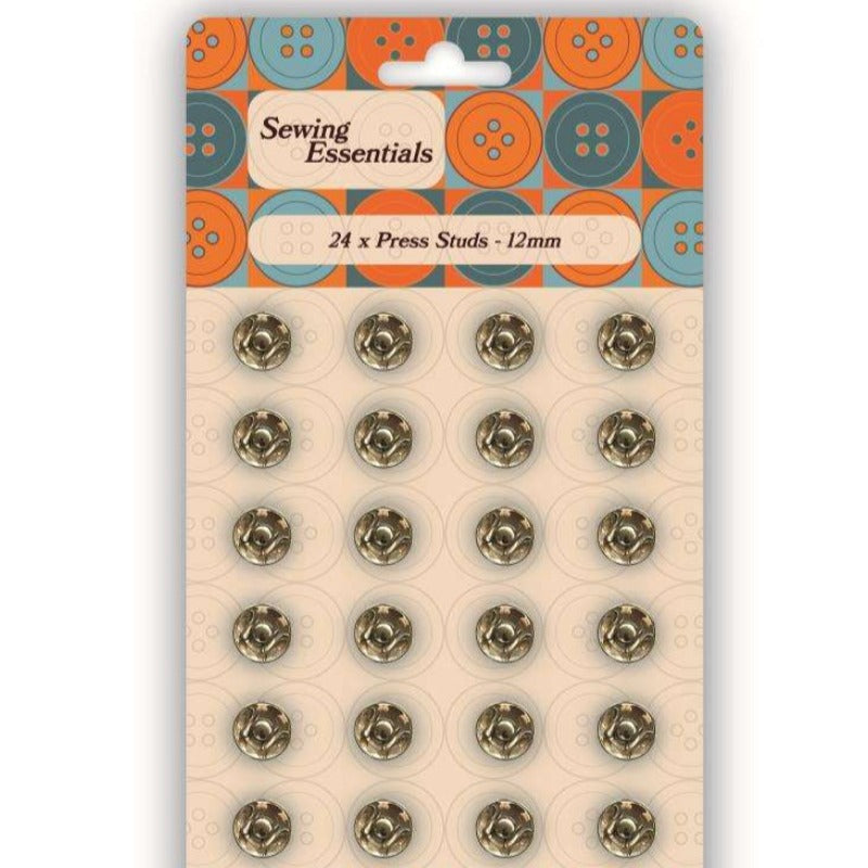 4 cards of assorted size metal silver colour press studs