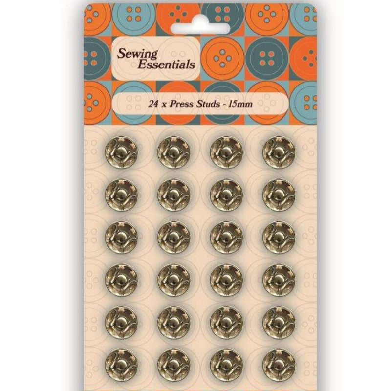Card of 24 Metal Silver Colour Press Studs Size 12mm