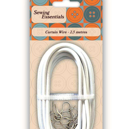 Curtain wire Comes with 12 hook and eye fixings Approx length 2.5m