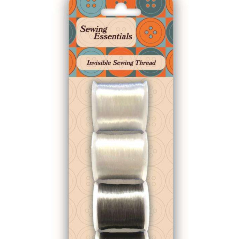 Card Of 4 Reels Of Invisible Sewing Thread Each Card Contains 2 Natural And 2 Smoke Colours