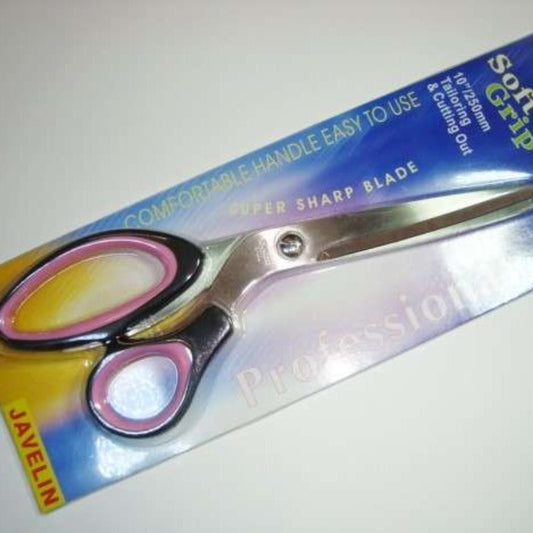 Soft grip scissors 25cm / 10 inch with black and pink handle