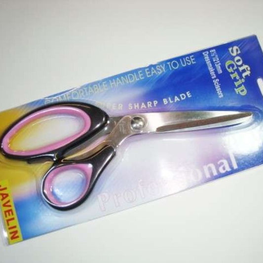Soft grip scissors 21cm / 8.5 inch with black and pink handle