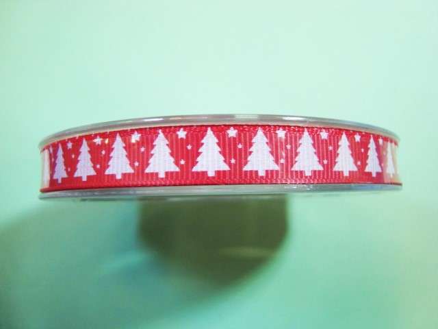 20 metre reel grosgrain type tree and stars ribbon 25mm