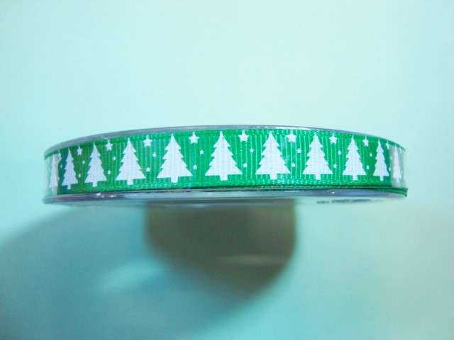 20 metre reel grosgrain type tree and stars ribbon 25mm