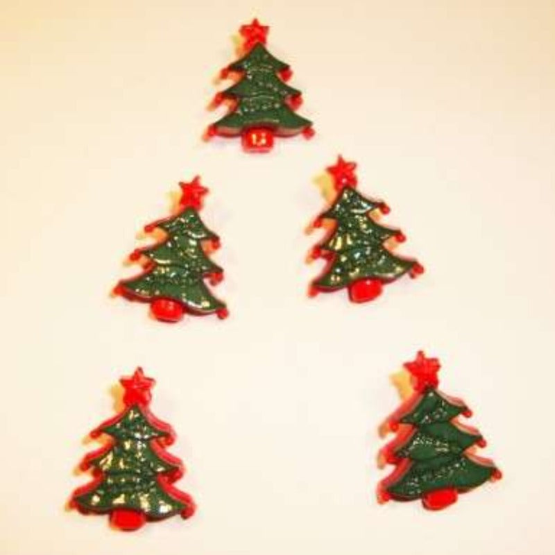 10 Christmas Tree buttons 20mm x 18mm