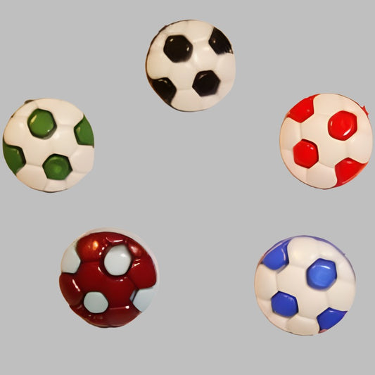 100 football shape buttons size 15mm choice of colour