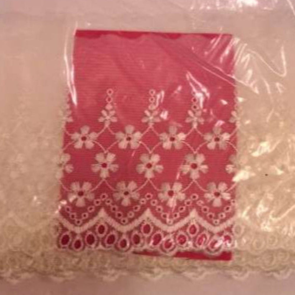 13.7 metres of ivory fine tulle embroidered wedding type lace 15cm / 6 inch wide
