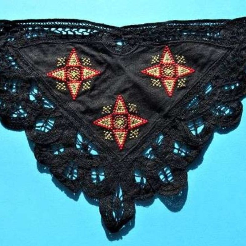 10 Black Sew On Motifs With Embroidered Design Size 24cm x 16cm Clearance