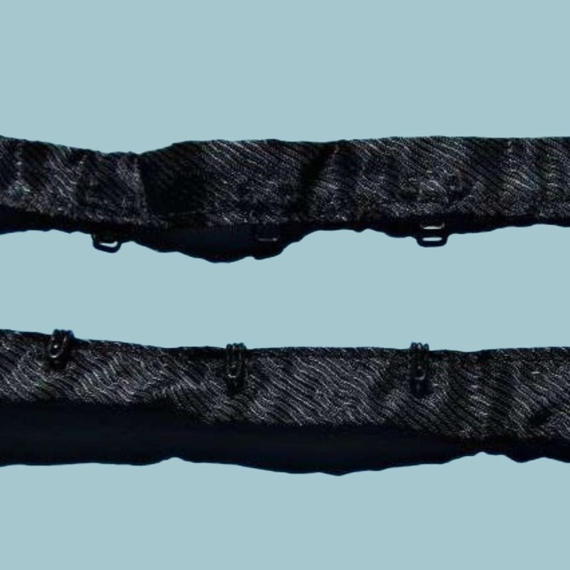 2 Metres Of Narrow Black Satin Hook And Eye Tape 12mm Wide Tape 25mm Spacing Clearance