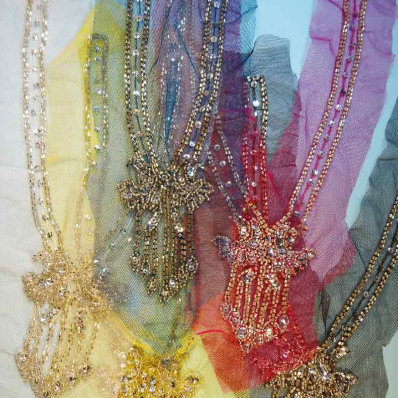 5 large fine net motif with sequins and beads 34cm x 20cm clearance